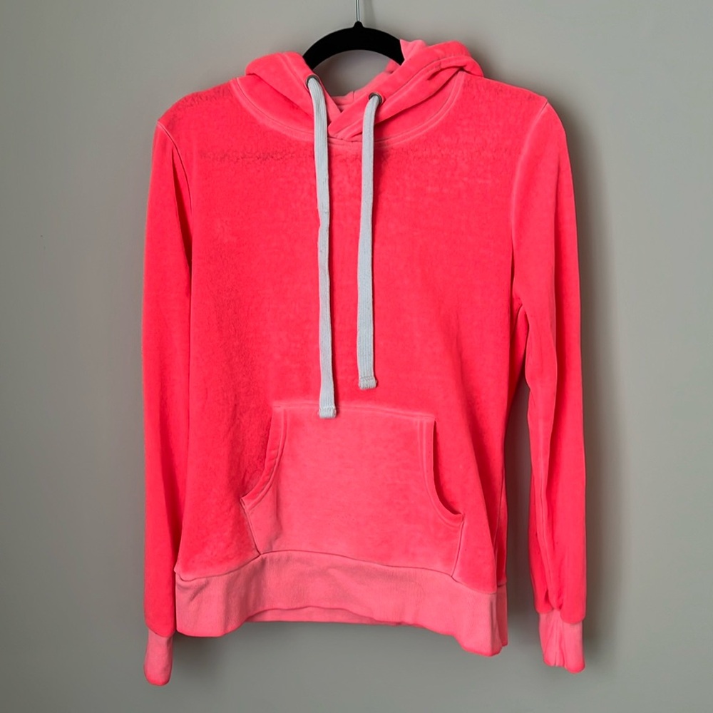 Neon Pink Worn-Look Lightweight Hoodie